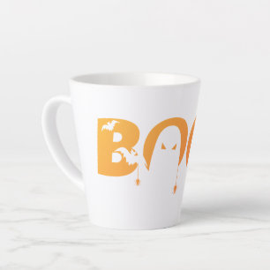 Cute Spooky Typography with Bats & Spiders Latte Mug