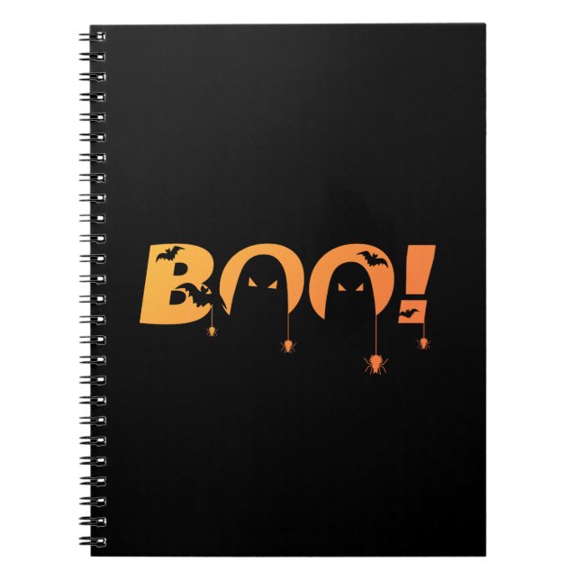 Cute Spooky Typography with Bats & Spiders Notebook (Front)