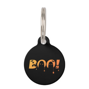 Cute Spooky Typography with Bats & Spiders Pet Tag