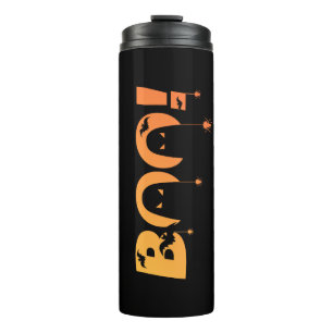 Cute Spooky Typography with Bats & Spiders Thermal Tumbler