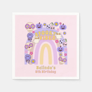 Cute Spooky Vibes Groovy Ghost Halloween Birthday Napkin