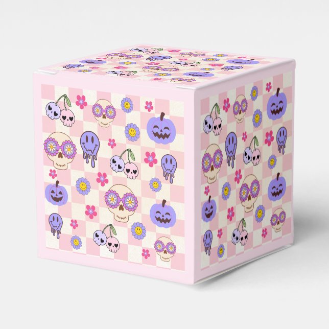 Cute Spooky Vibes Groovy Ghost Halloween  Favour Box (Front Side)