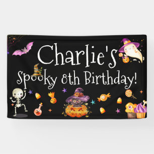 Cute Spooky Watercolor Girl/Boy Halloween B-day  Banner