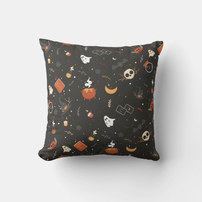 Cute Spooky Whimsical Halloween Pattern Background Cushion (Front)