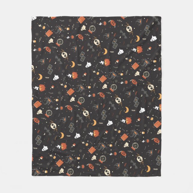 Cute Spooky Whimsical Halloween Pattern Background Fleece Blanket (Front)