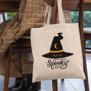 Cute Spooky Witch Hat Halloween Personalised Tote Bag