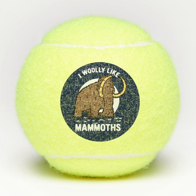 Cute Sport Woolly Mammoth Prehistoric Animal Tennis Balls (Front)