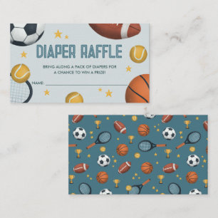 Cute Sports Baby Shower Diaper Raffle Enclosure Card