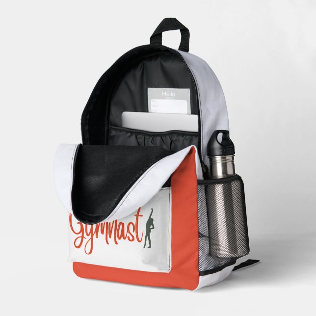Cute Sports Gymnast Red White Grey  Printed Backpack (Back Corner Right (Open))