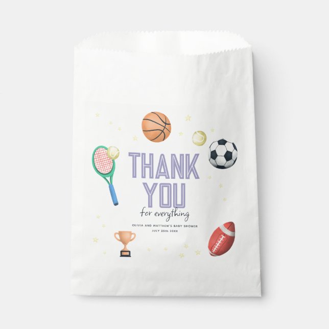Cute Sports Superstar Girls Baby Shower Favour Bags (Front)