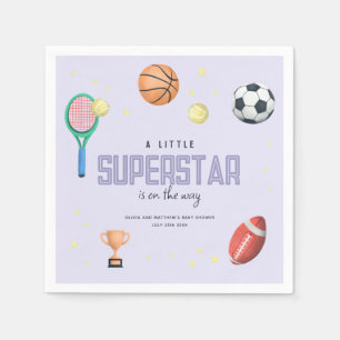 Cute Sports Superstar Girls Baby Shower Napkin