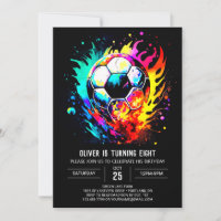 Cute Sports Watercolor Soccer Birthday