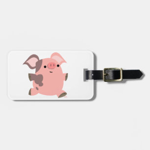 Cute Sporty Cartoon Pig Luggage Tag