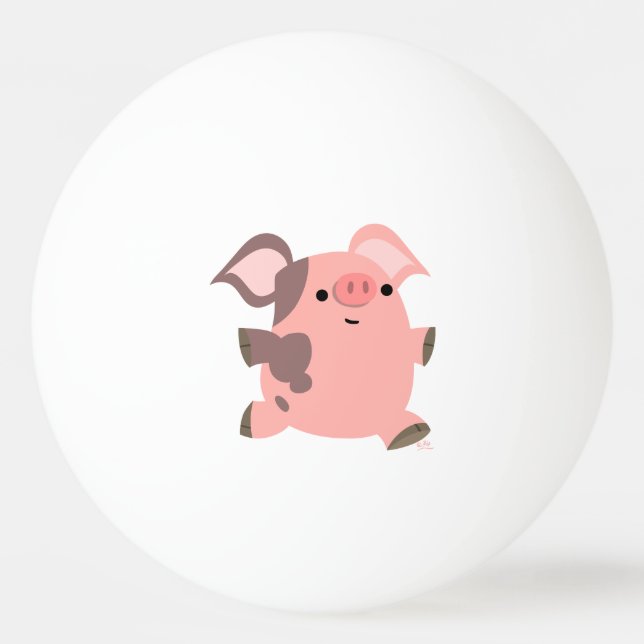 Cute Sporty Cartoon Pig Ping Pong Ball (Front)