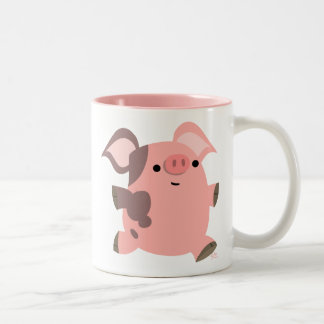 Cute Sporty Cartoon Pig Two-Tone Coffee Mug