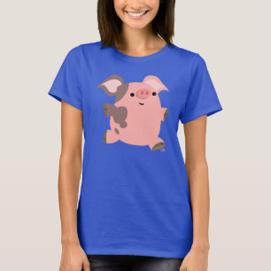 Cute Sporty Cartoon Pig Women T-shirt