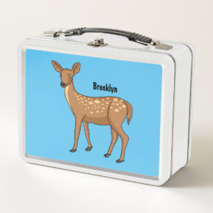 Cute spotted deer cartoon illustration metal lunch box