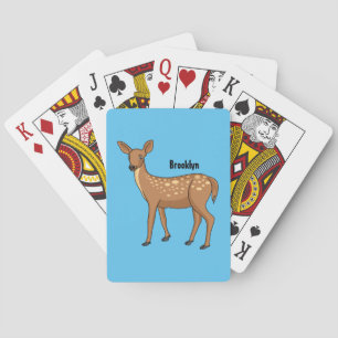 Cute spotted deer cartoon illustration playing cards