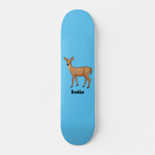 Cute spotted deer cartoon illustration skateboard