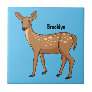 Cute spotted deer cartoon illustration tile