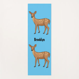 Cute spotted deer cartoon illustration yoga mat