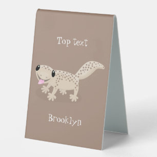 Cute spotted tan gecko cartoon illustration
