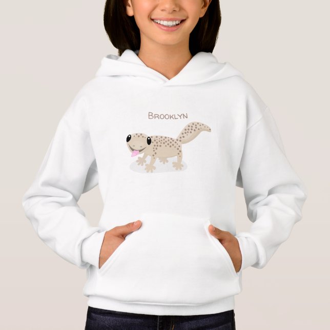 Cute spotted tan gecko cartoon illustration (Front)