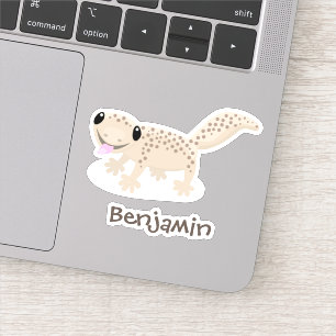 Cute spotted tan gecko cartoon illustration