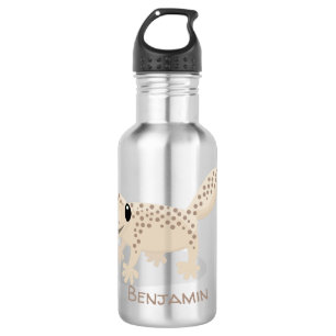 Cute spotted tan gecko cartoon illustration 532 ml water bottle