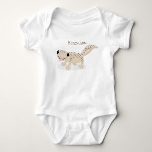 Cute spotted tan gecko cartoon illustration baby bodysuit