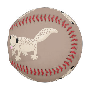Cute spotted tan gecko cartoon illustration baseball