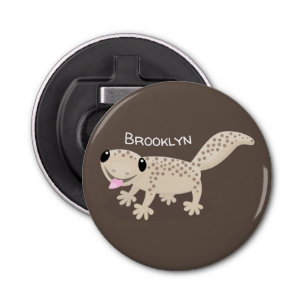 Cute spotted tan gecko cartoon illustration bottle opener