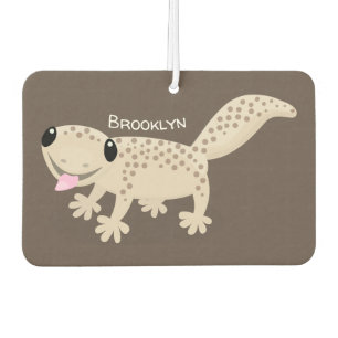 Cute spotted tan gecko cartoon illustration car air freshener