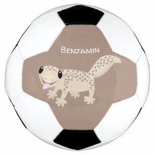 Cute spotted tan gecko cartoon illustration football