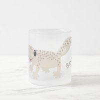 Cute spotted tan gecko cartoon illustration