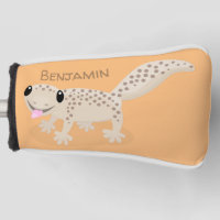 Cute spotted tan gecko cartoon illustration