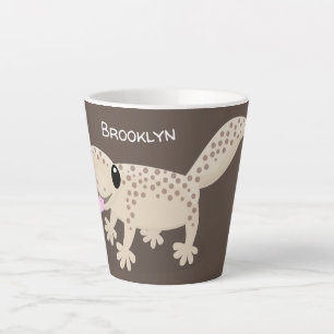 Cute spotted tan gecko cartoon illustration latte mug