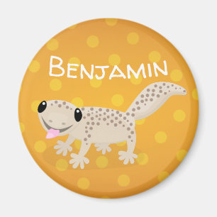 Cute spotted tan gecko cartoon illustration magnet