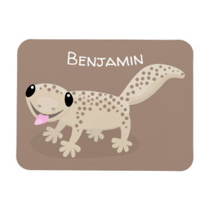 Cute spotted tan gecko cartoon illustration magnet