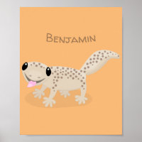 Cute spotted tan gecko cartoon illustration