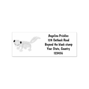 Cute spotted tan gecko cartoon illustration rubber stamp
