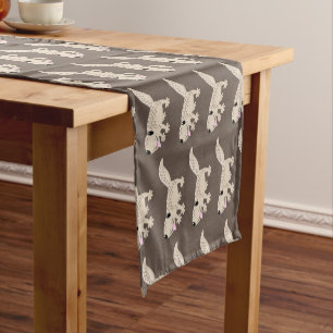 Cute spotted tan gecko cartoon illustration short table runner