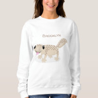 Cute spotted tan gecko cartoon illustration