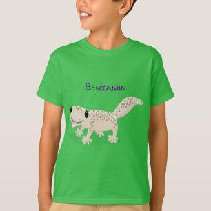 Cute spotted tan gecko cartoon illustration T-Shirt