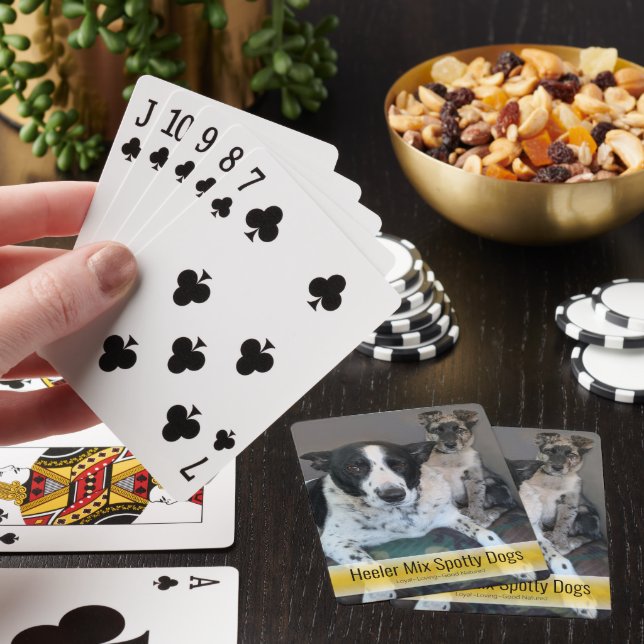 Cute Spotty Heeler Mix Dogs Template Photo Playing Cards (In Situ)