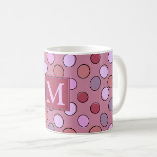 Cute Spotty Pink Pattern Monogram Coffee Mug