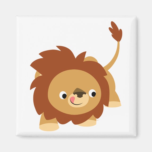 Cute Sprightly Cartoon Lion Magnet (Front)
