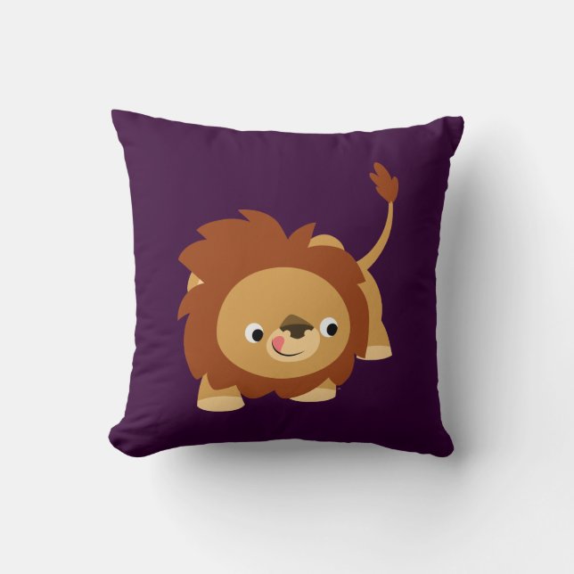 Cute Sprightly Cartoon Lion Pillow (Front)