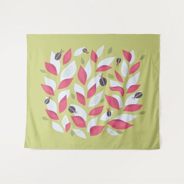 Cute Spring Abstract Botanical Green Kids Tapestry (Front (Horizontal))