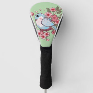 Cute Spring Bluebird & Cherry Blossom Watercolor A Golf Head Cover
